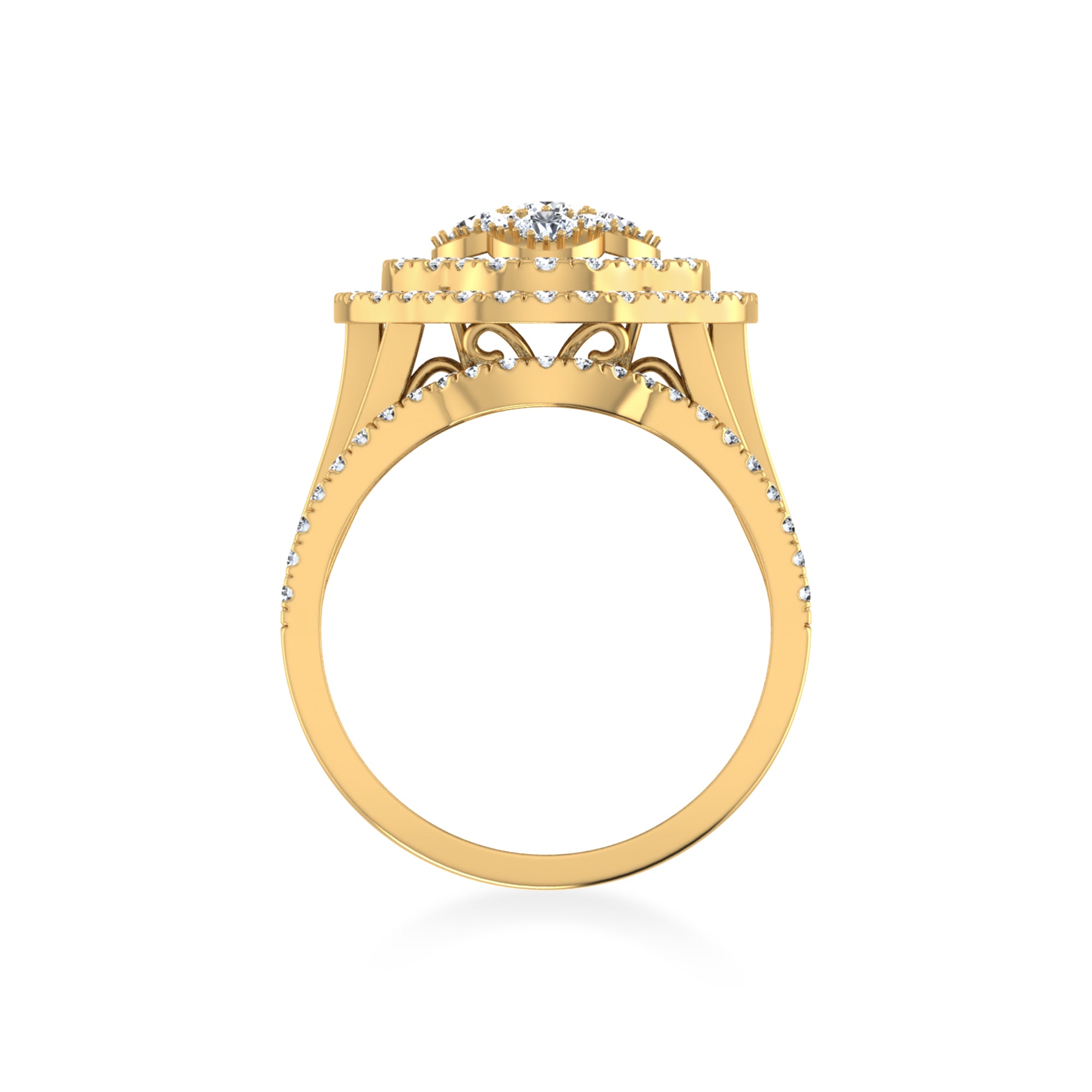 Split Shank Floral Halo Lab-Diamond Ring 3