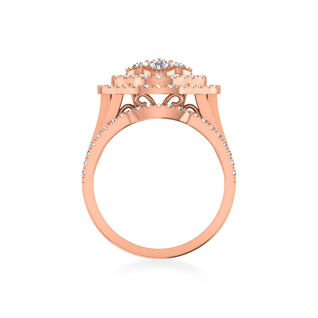 Split Shank Floral Halo Lab-Diamond Ring 6