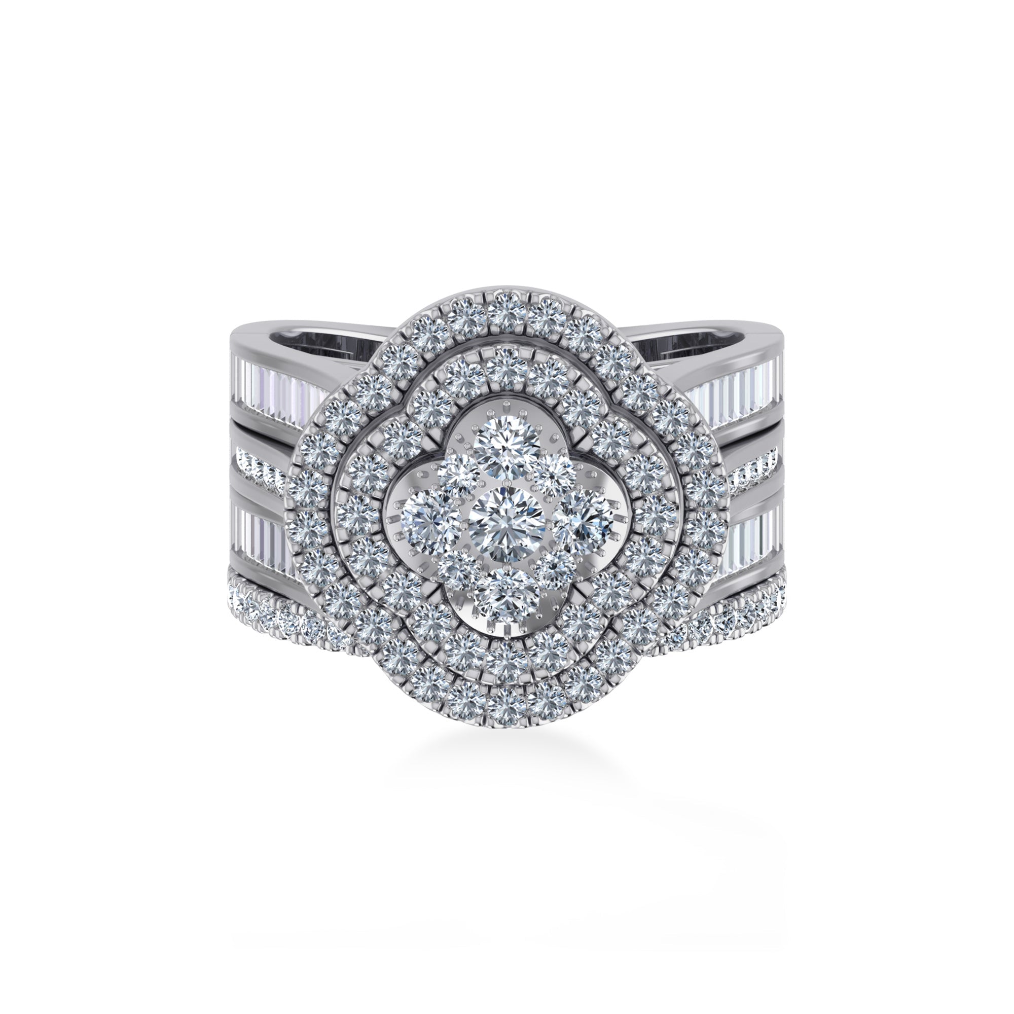 Split Shank Floral Halo Lab-Diamond Ring 7