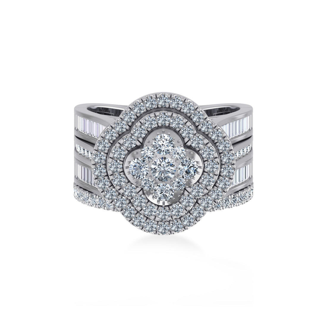 Split Shank Floral Halo Lab-Diamond Ring 7