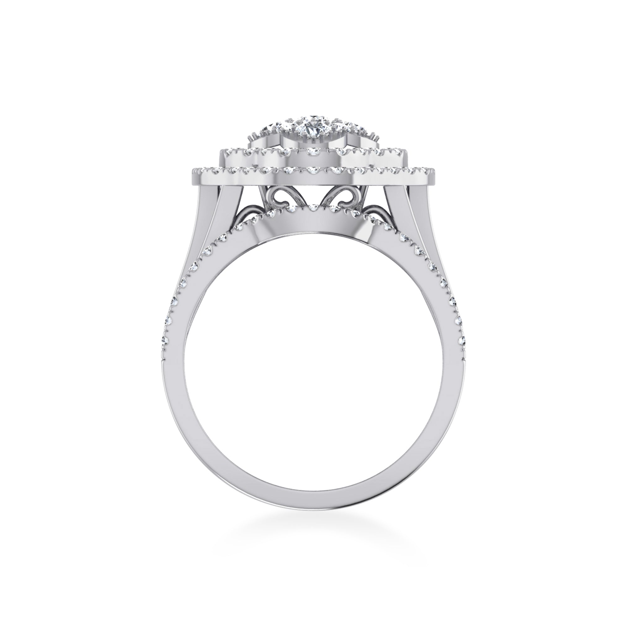 Split Shank Floral Halo Lab-Diamond Ring 9