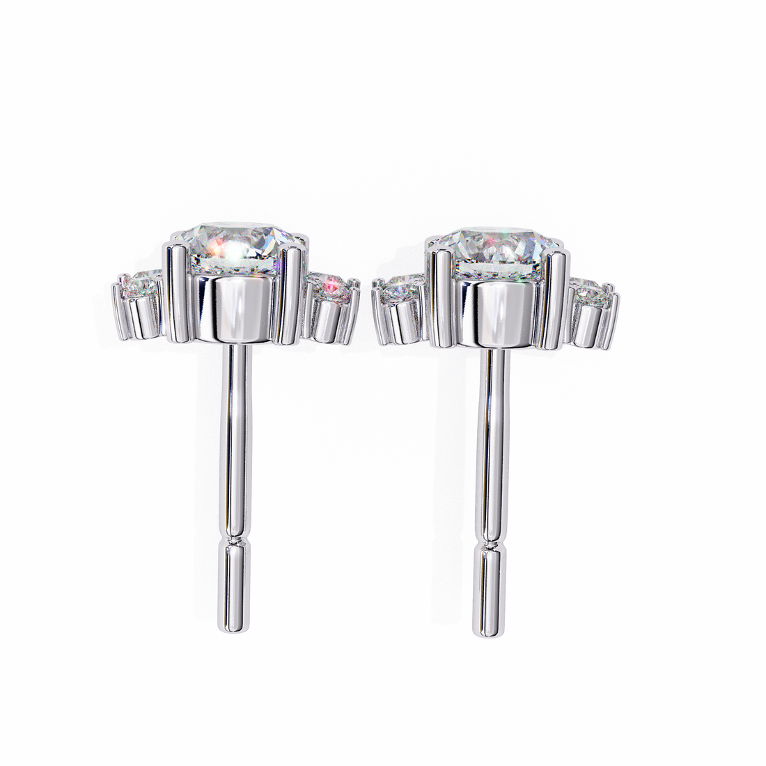 Spring Diamond Studs in 925 Silver