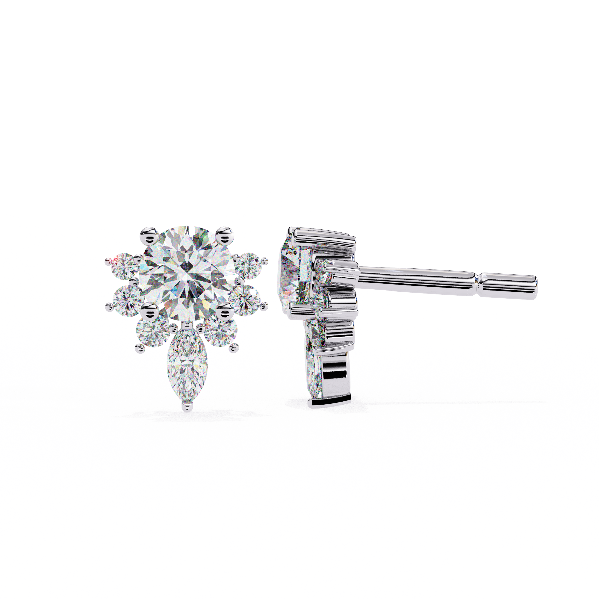 Spring Diamond Studs in 925 Silver