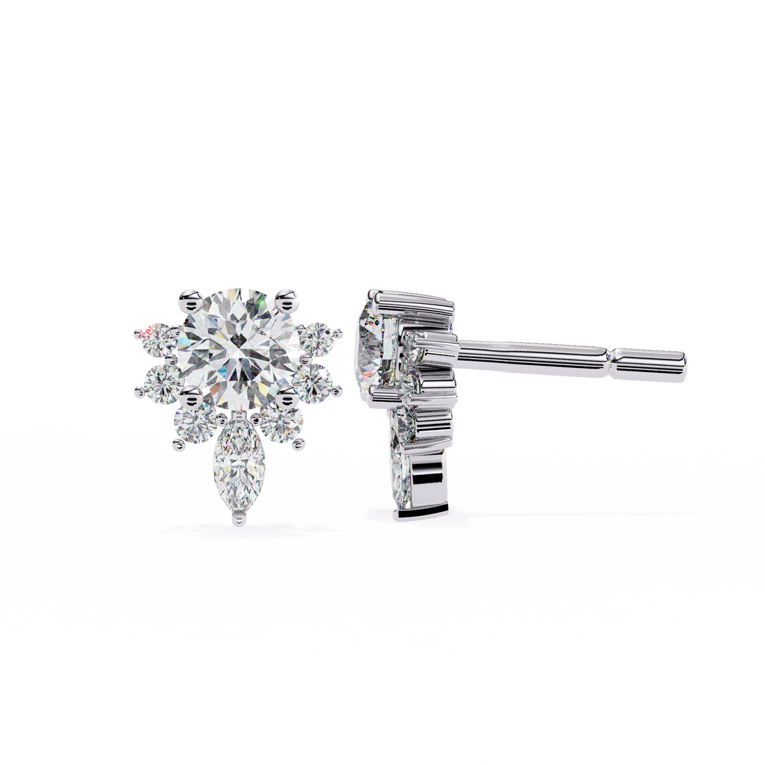 Spring Diamond Studs in 925 Silver