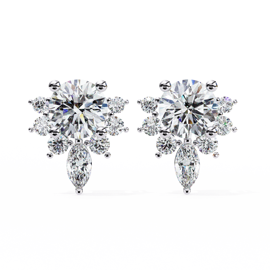 Spring Diamond Studs in 925 Silver