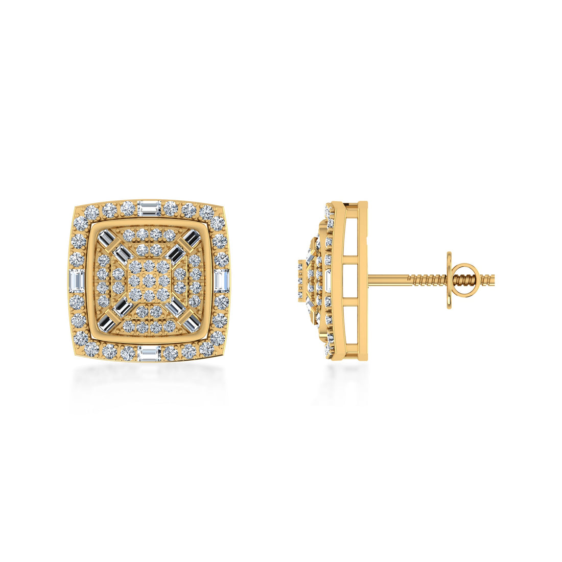 Square Halo Cluster Lab Grown Diamond Earrings