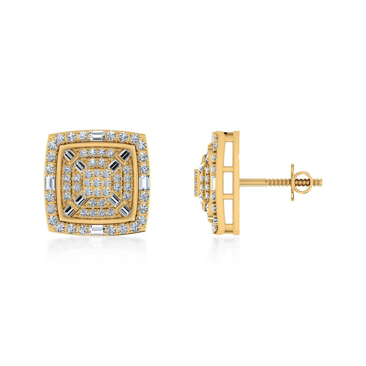 Square Halo Cluster Lab Grown Diamond Earrings