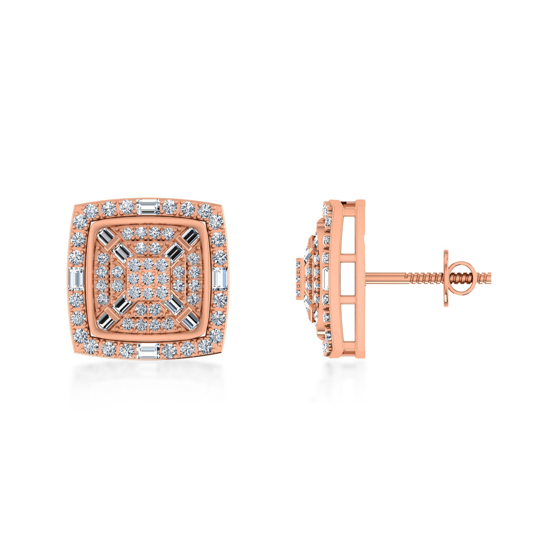 Square Halo Cluster Lab Grown Diamond Earrings 3