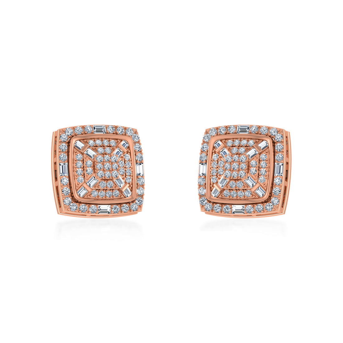 Square Halo Cluster Lab Grown Diamond Earrings 4