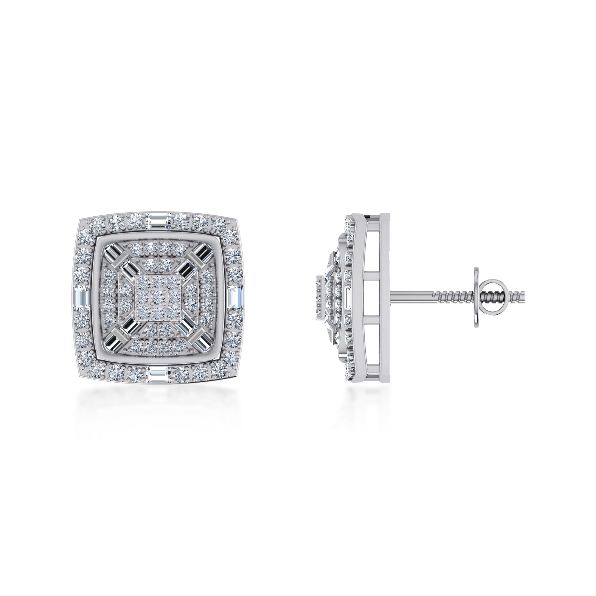 Square Halo Cluster Lab Grown Diamond Earrings 5