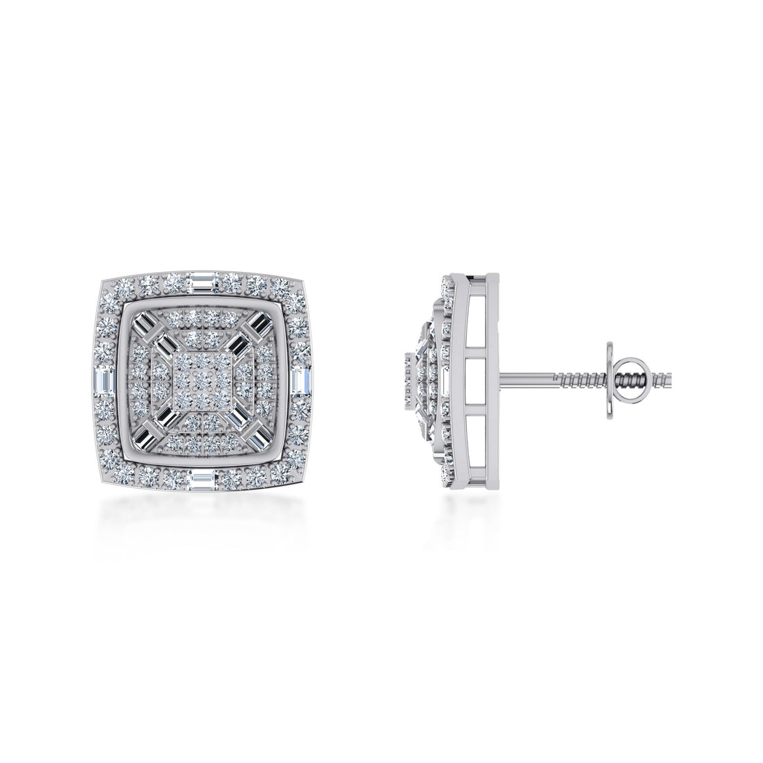 Square Halo Cluster Lab Grown Diamond Earrings 5