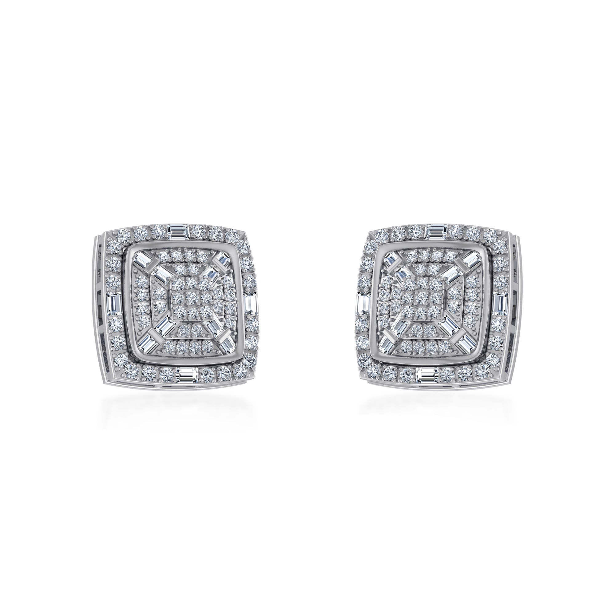 Square Halo Cluster Lab Grown Diamond Earrings 6