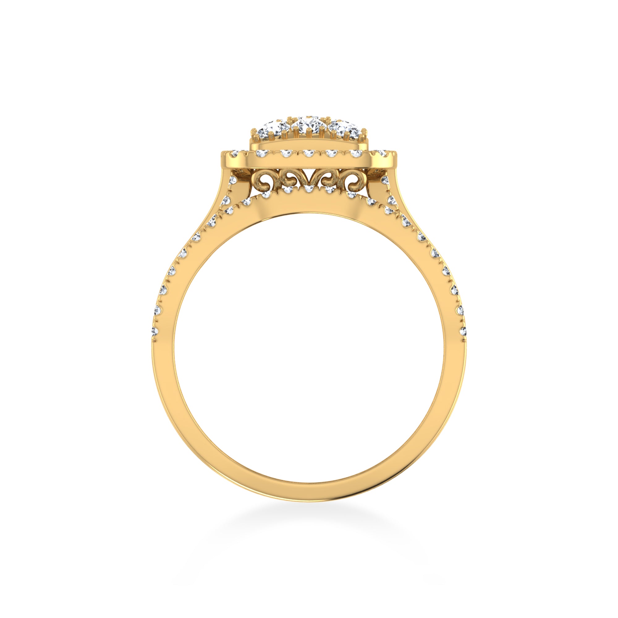Square Halo Lab-Grown Diamond Ring with Baguette Accents 3