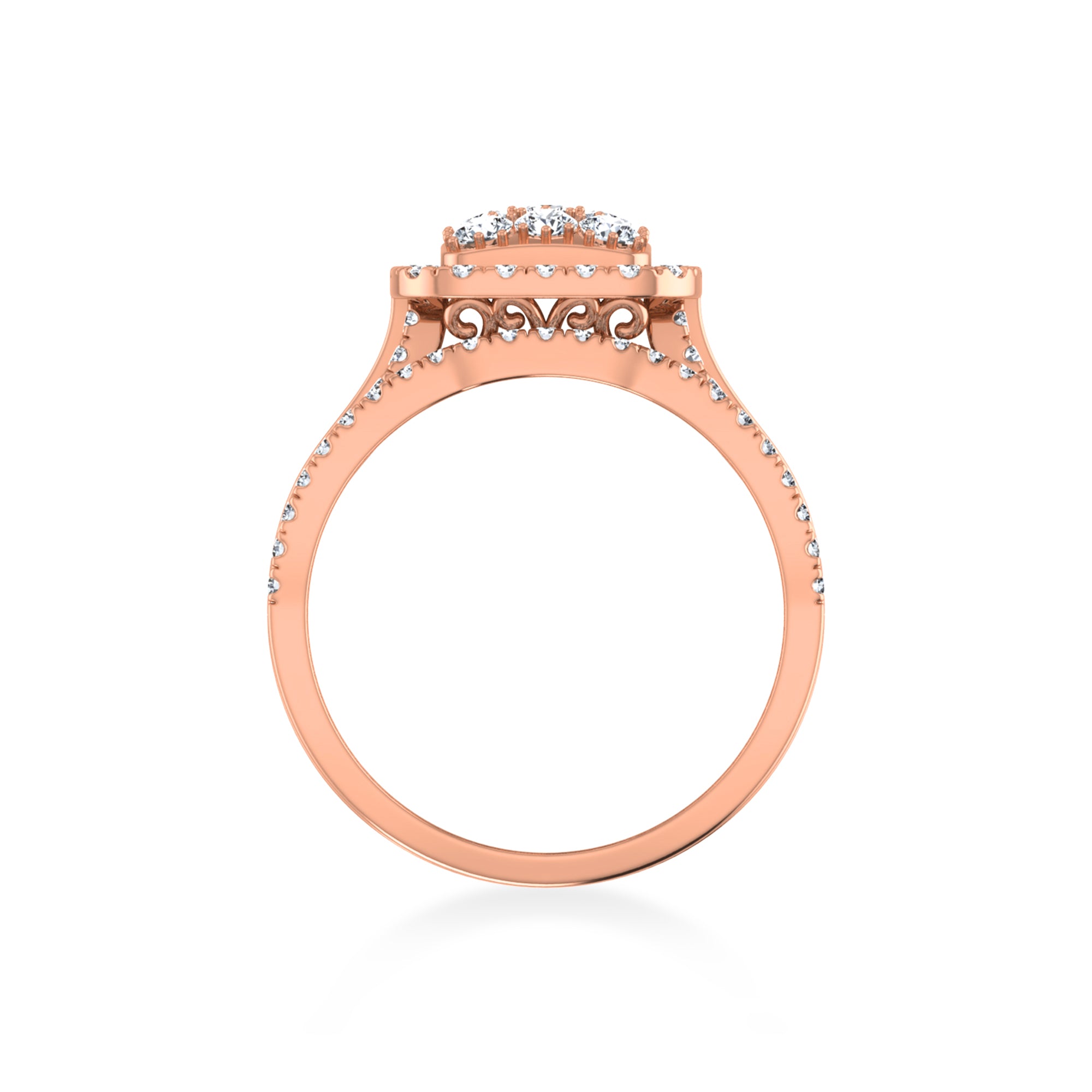 Square Halo Lab-Grown Diamond Ring with Baguette Accents 6