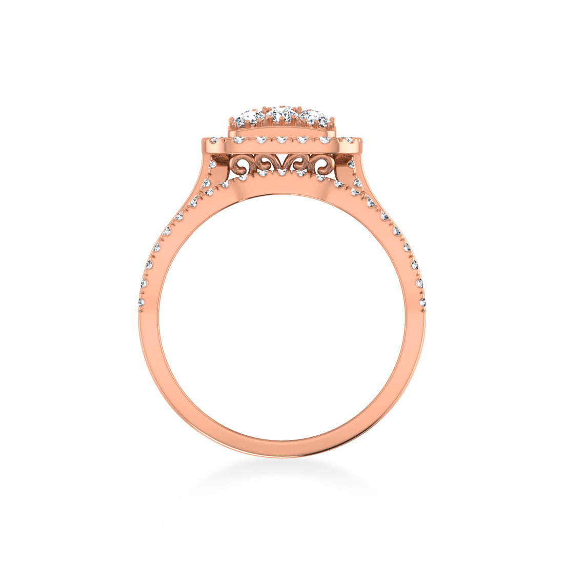Square Halo Lab-Grown Diamond Ring with Baguette Accents 6