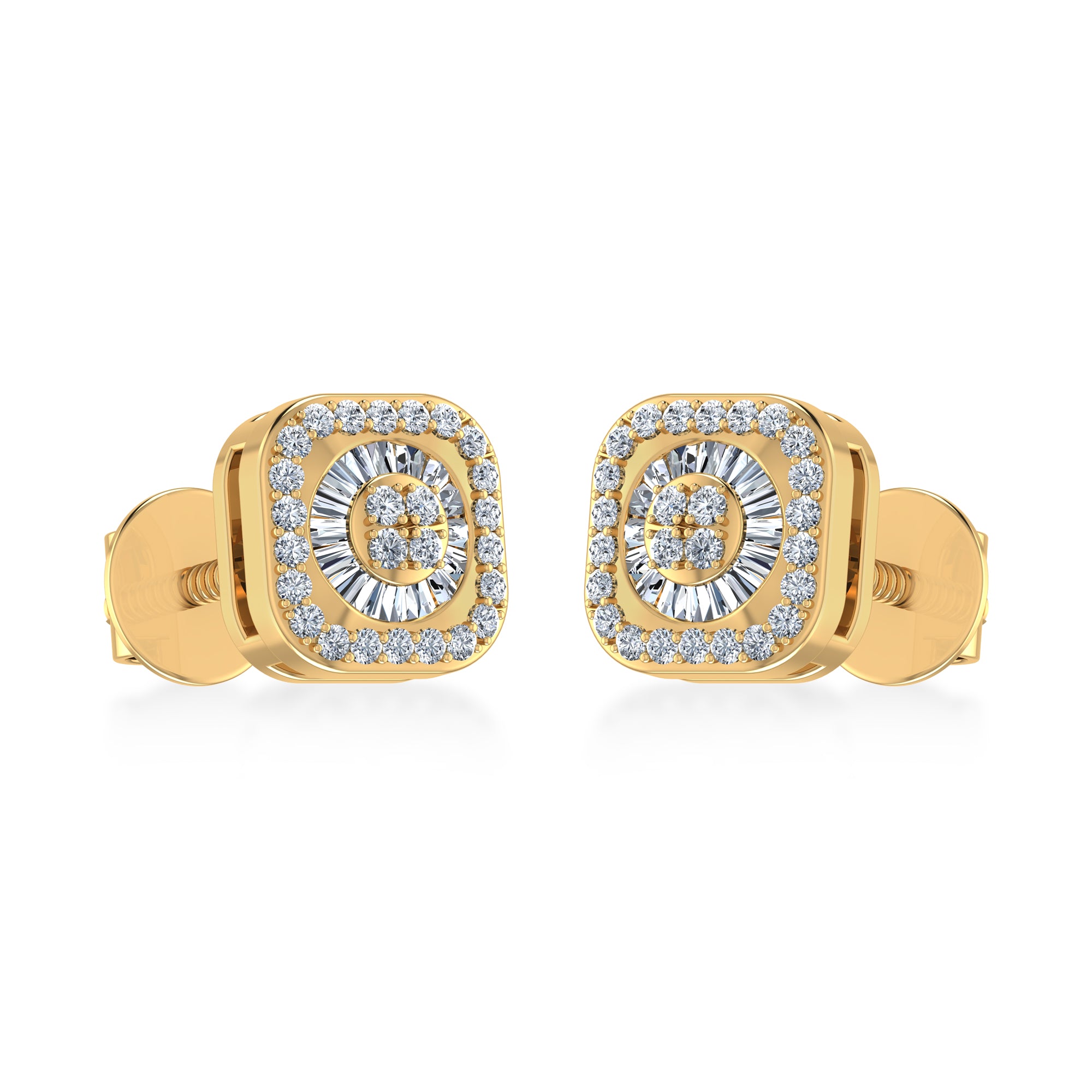Square Halo Lab Grown Diamond Earrings