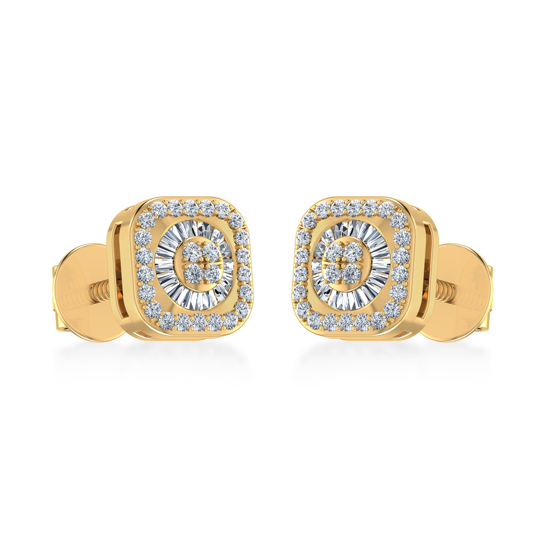 Square Halo Lab Grown Diamond Earrings