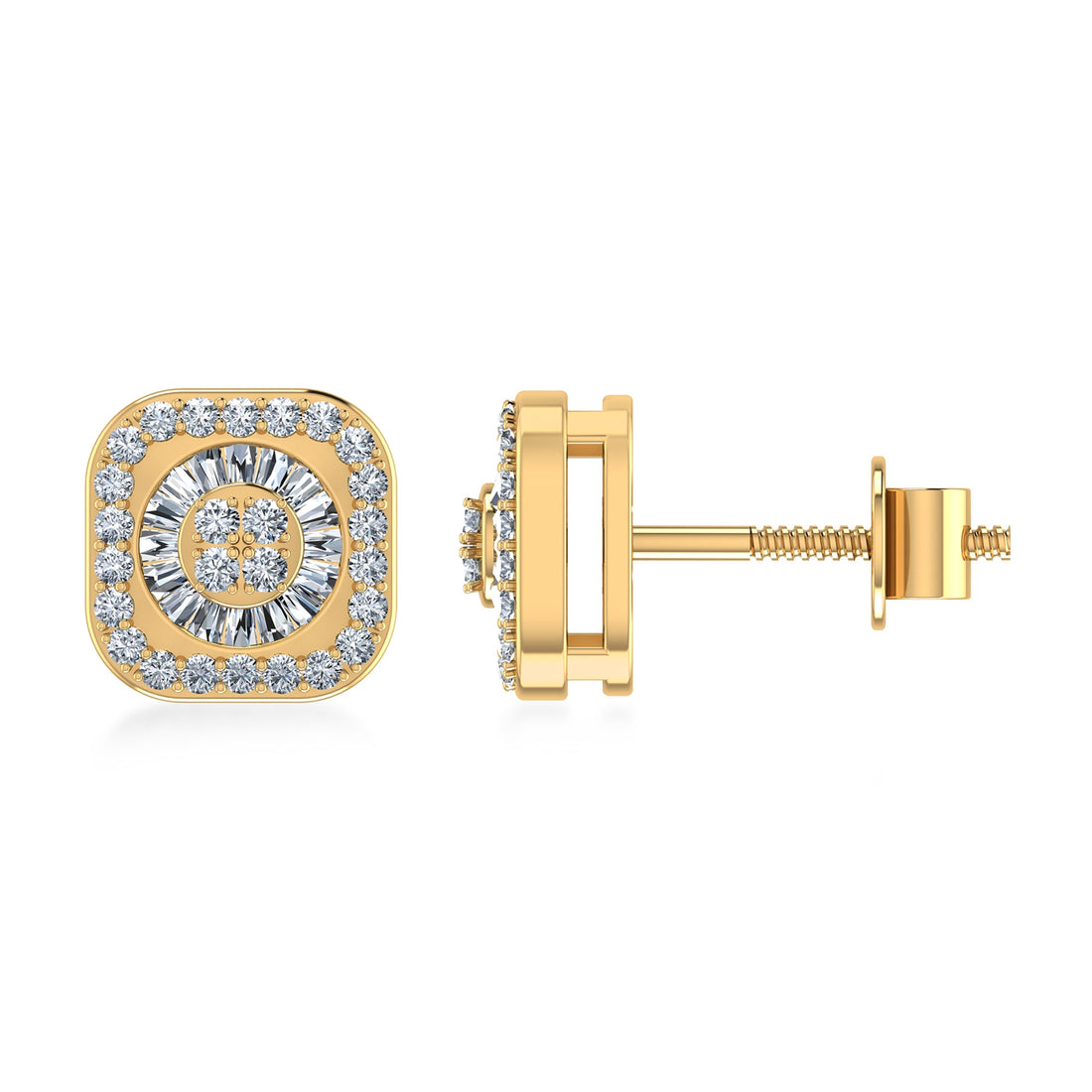 Square Halo Lab Grown Diamond Earrings 2