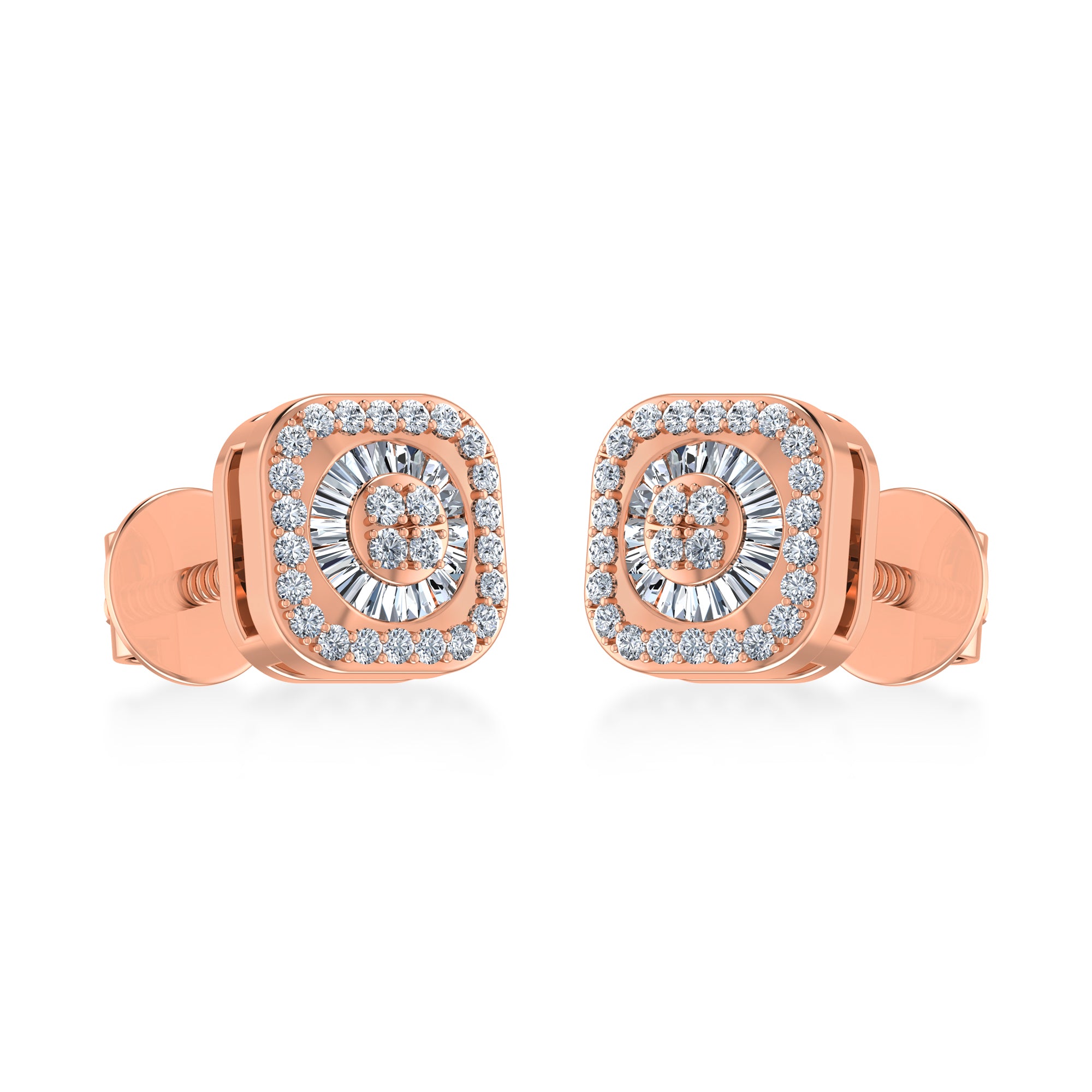 Square Halo Lab Grown Diamond Earrings 3