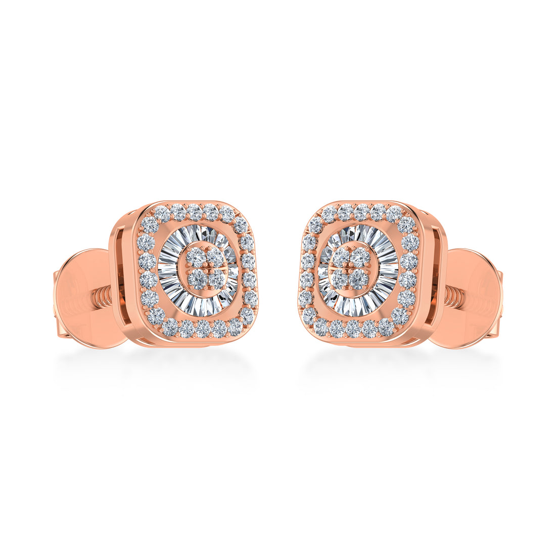 Square Halo Lab Grown Diamond Earrings 3