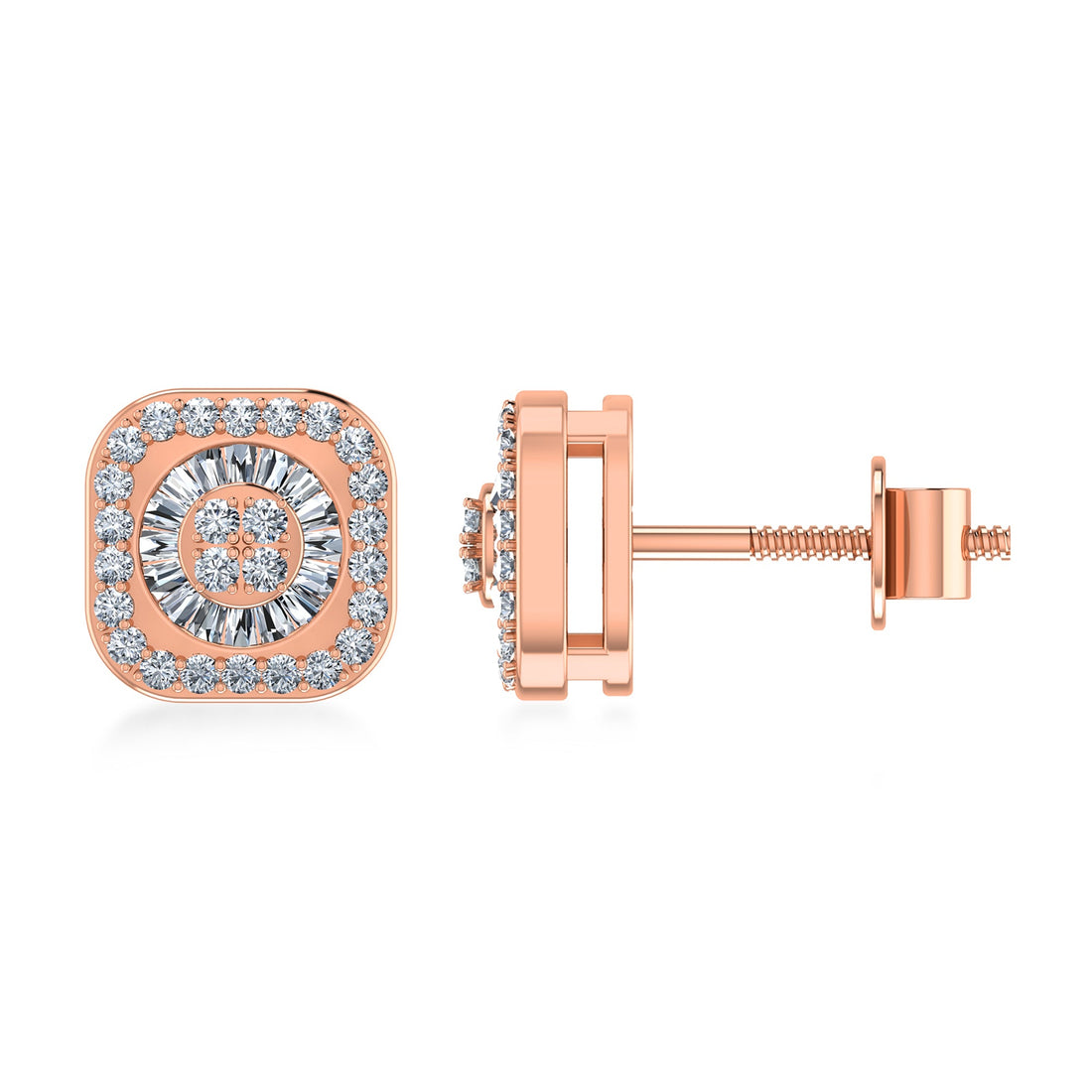 Square Halo Lab Grown Diamond Earrings 4