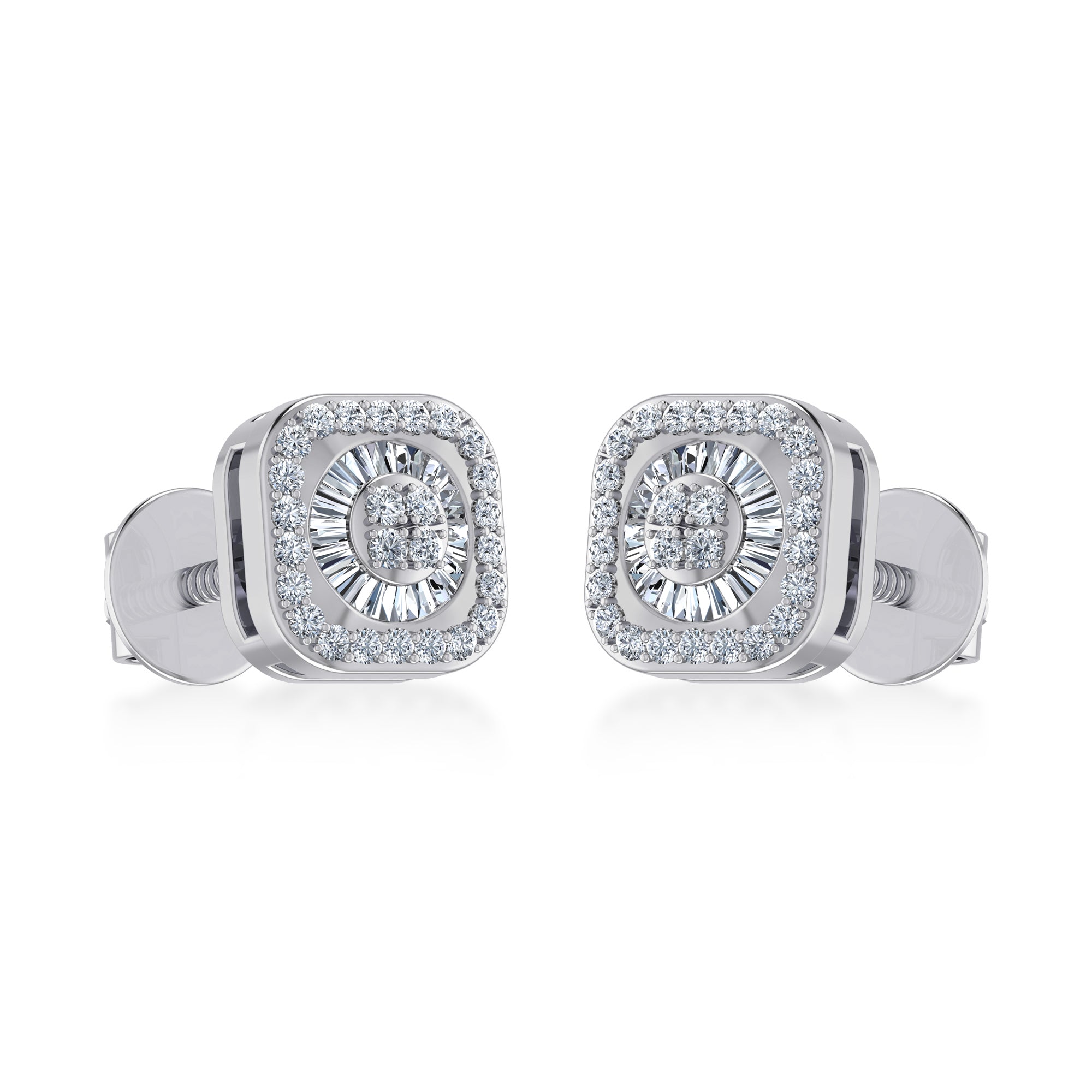 Square Halo Lab Grown Diamond Earrings 5