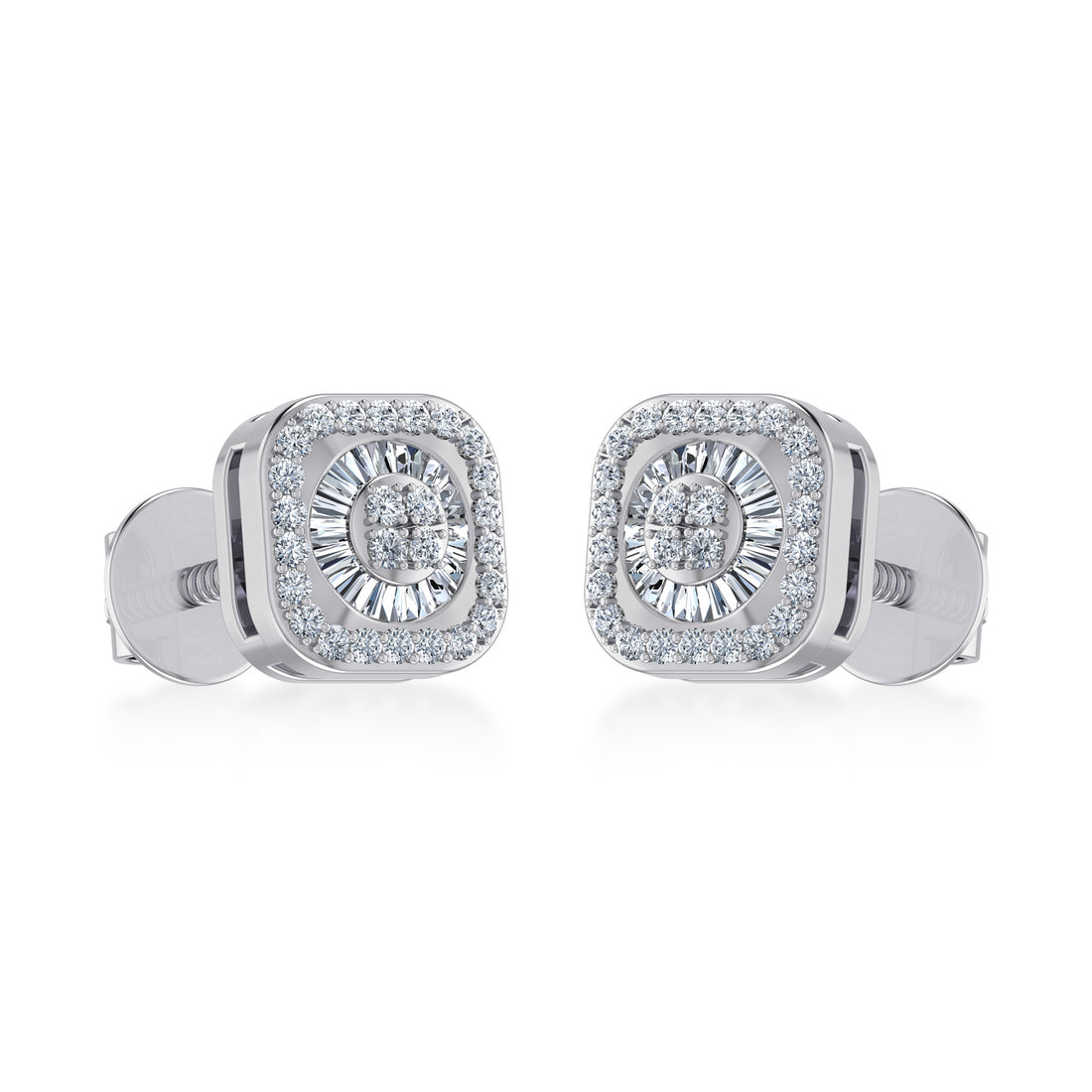 Square Halo Lab Grown Diamond Earrings 5