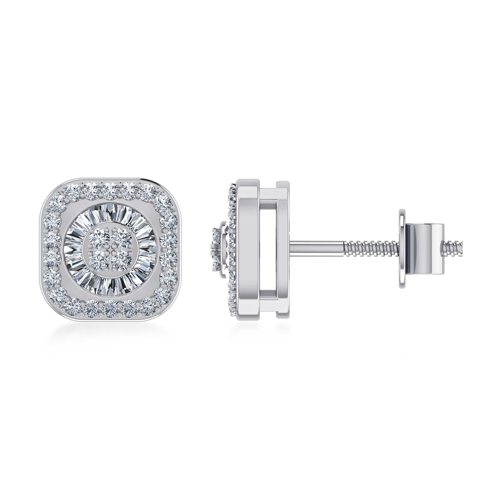 Square Halo Lab Grown Diamond Earrings 6