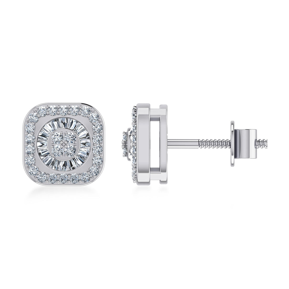 Square Halo Lab Grown Diamond Earrings 6