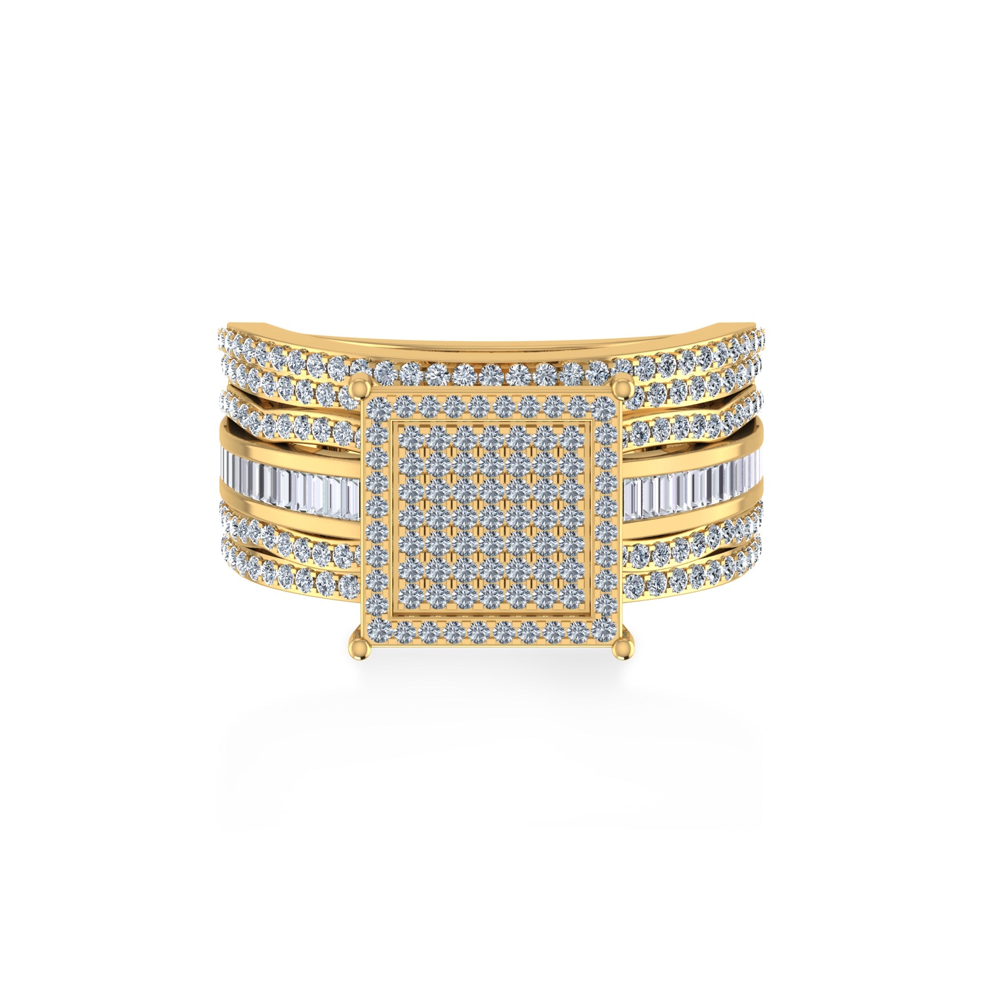 Square Pave Lab-Grown Diamond Wide Band Ring