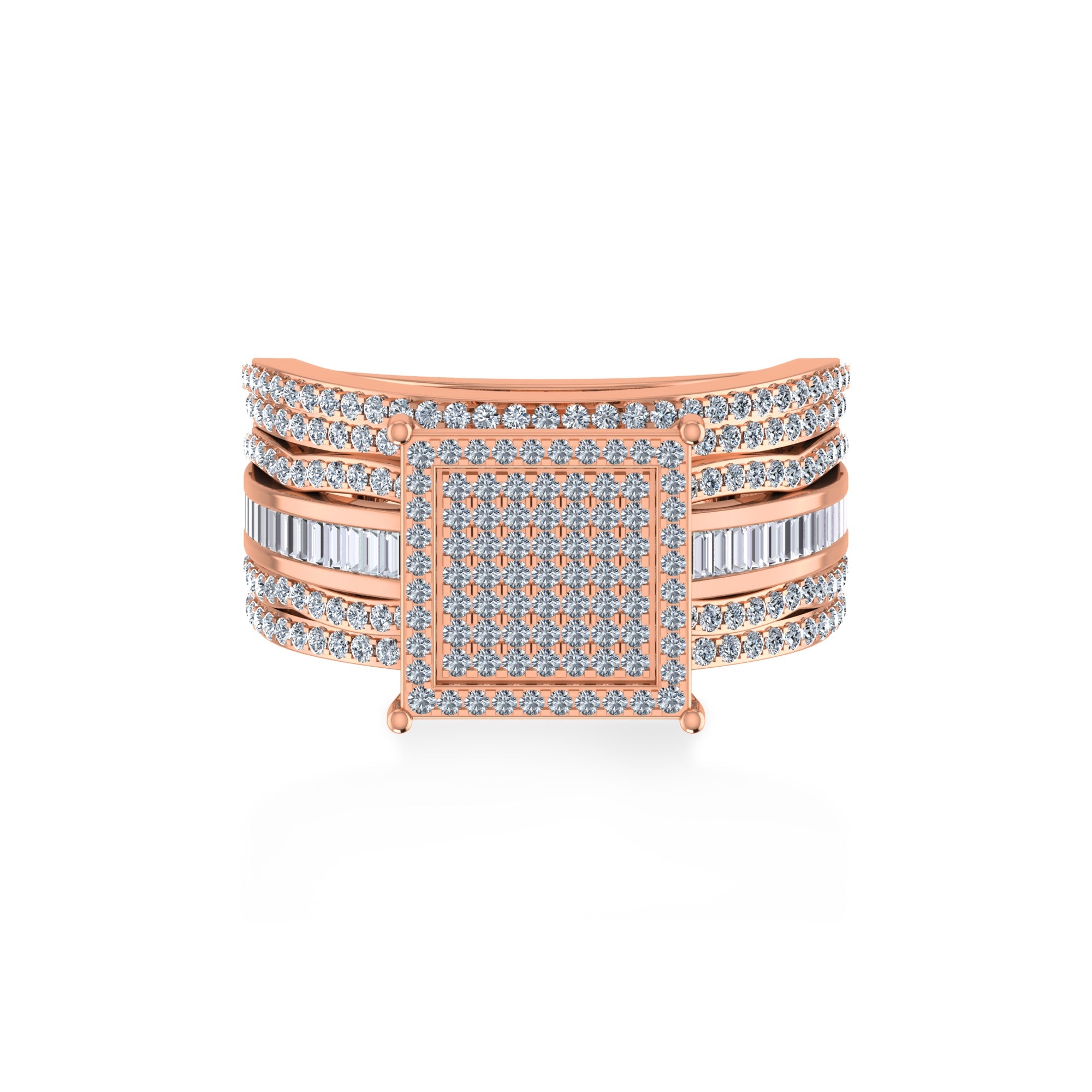 Square Pave Lab-Grown Diamond Wide Band Ring 4