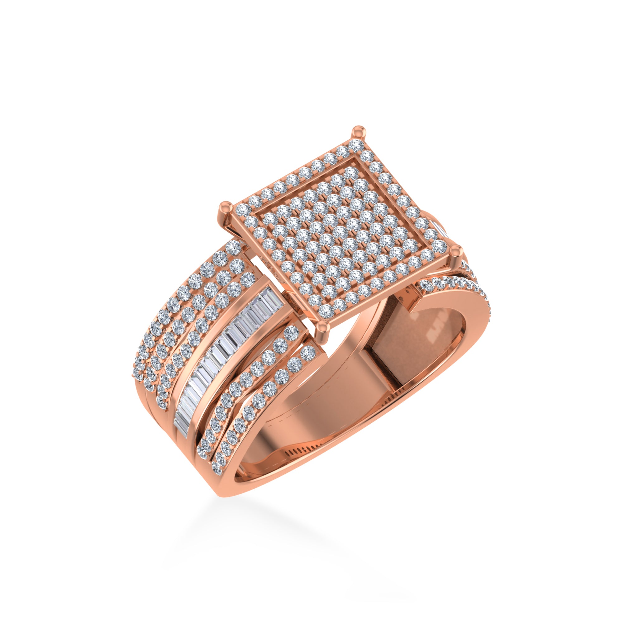 Square Pave Lab-Grown Diamond Wide Band Ring 5