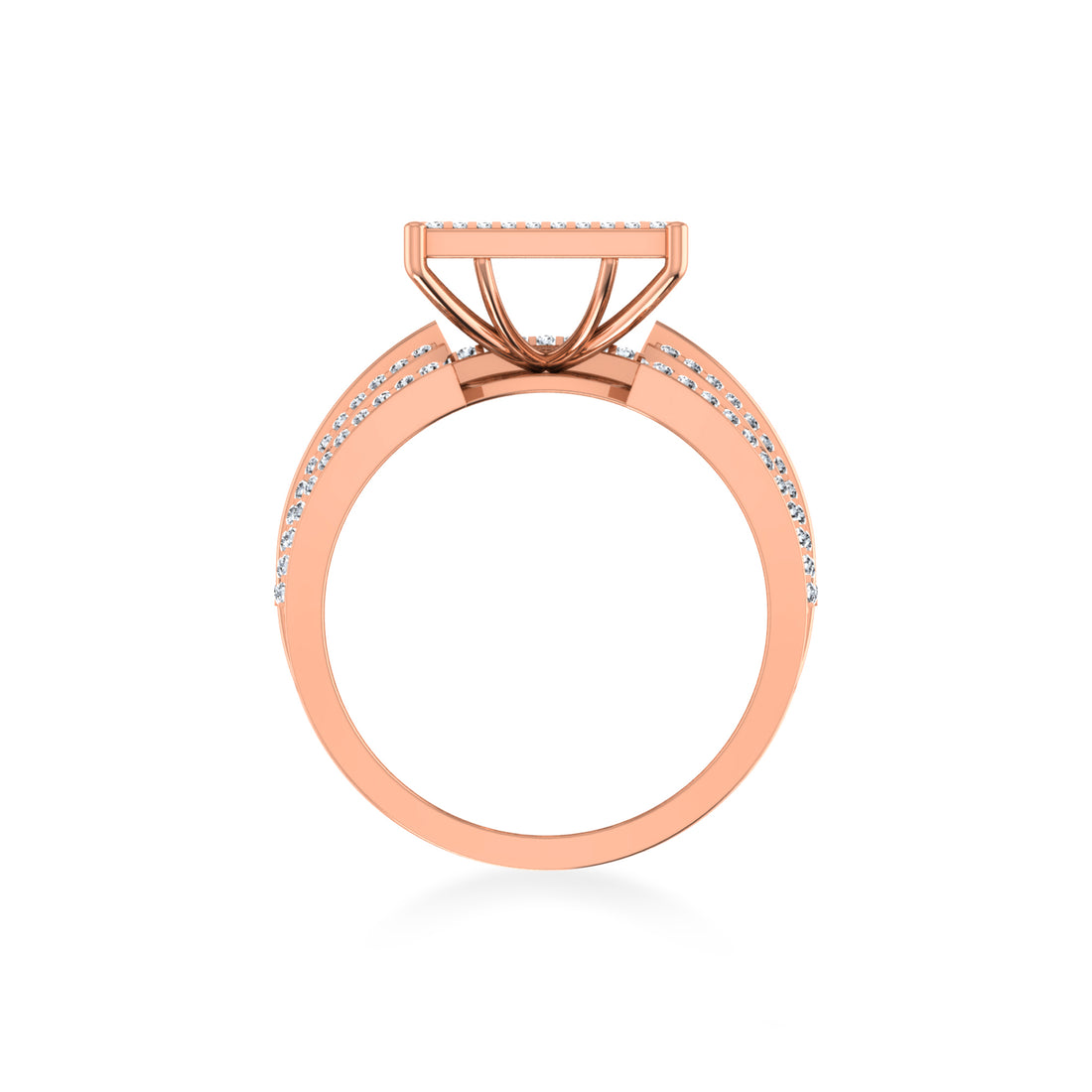 Square Pave Lab-Grown Diamond Wide Band Ring 6