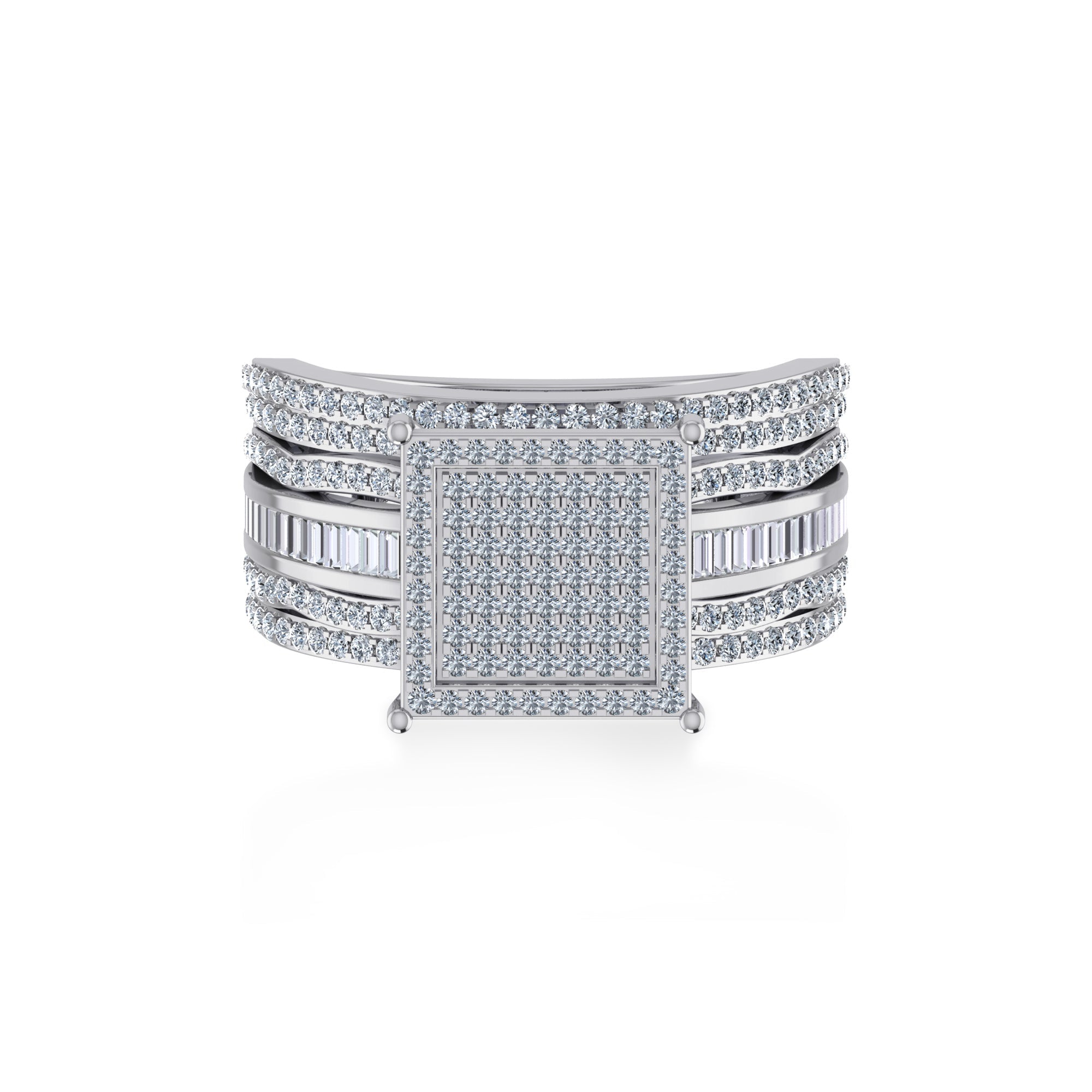 Square Pave Lab-Grown Diamond Wide Band Ring 7