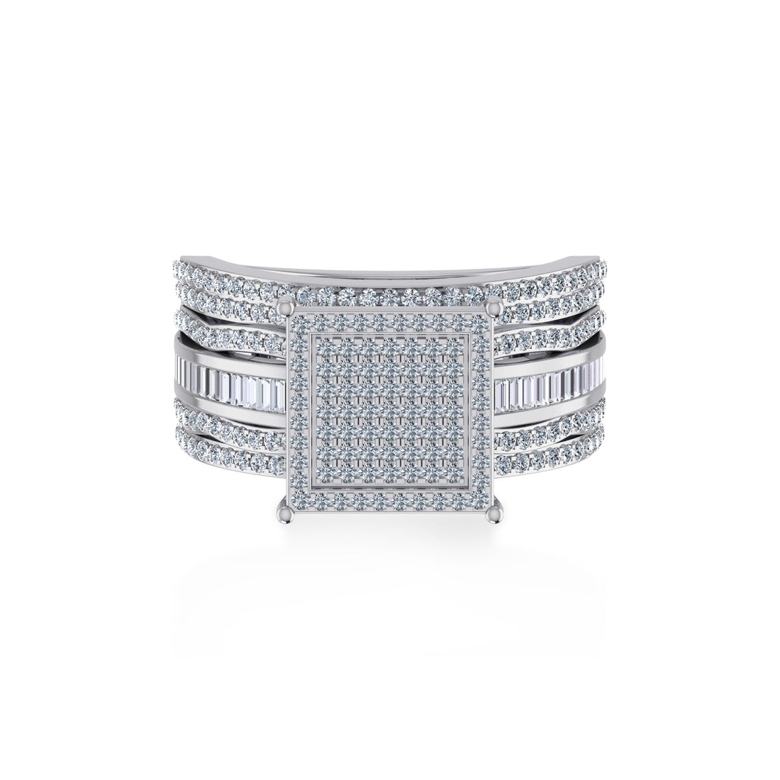 Square Pave Lab-Grown Diamond Wide Band Ring 7