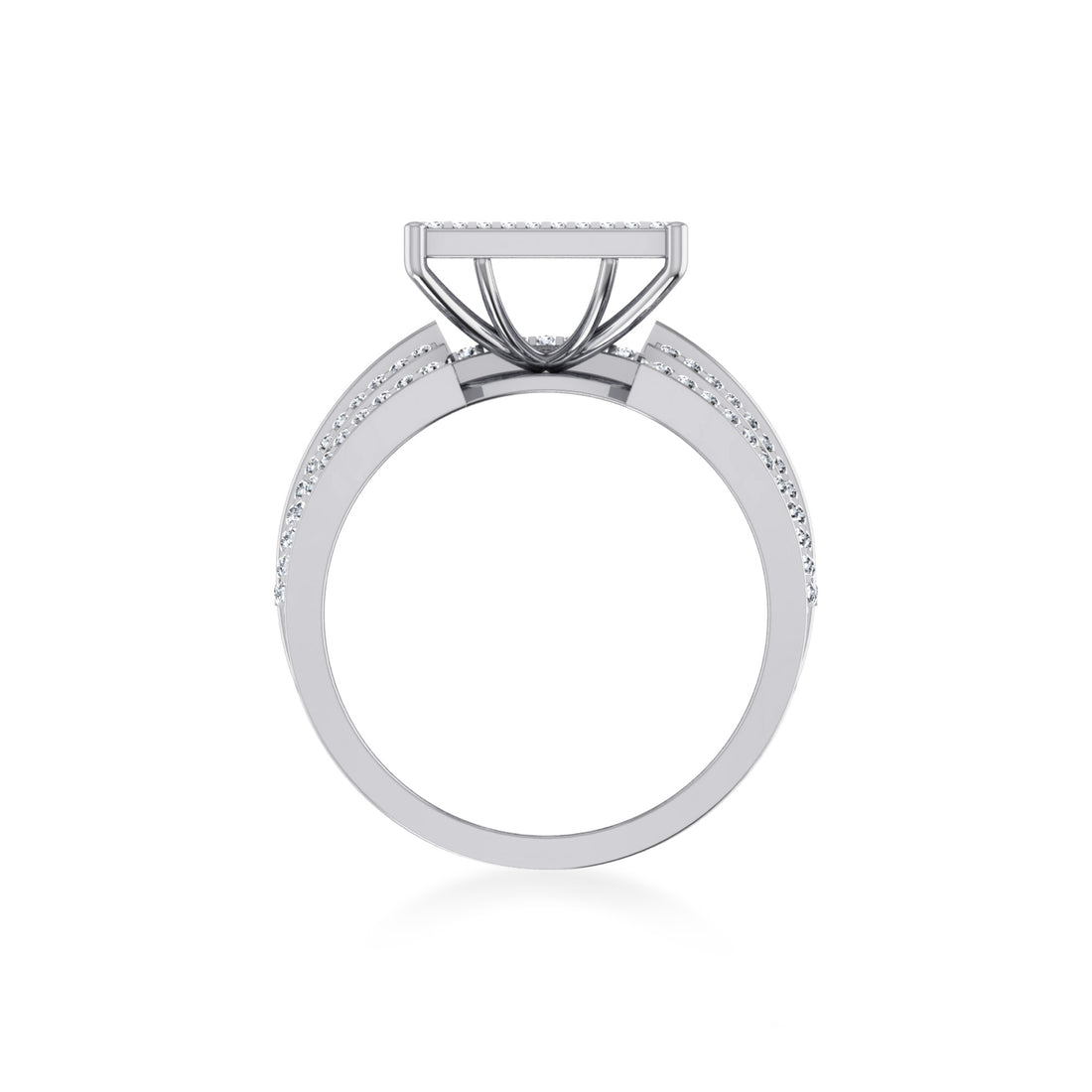 Square Pave Lab-Grown Diamond Wide Band Ring 9