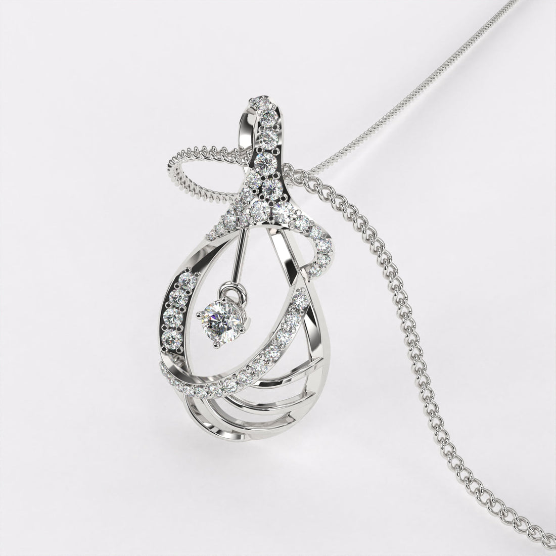 Stardrop Diamond Pendannt In 925 Silver