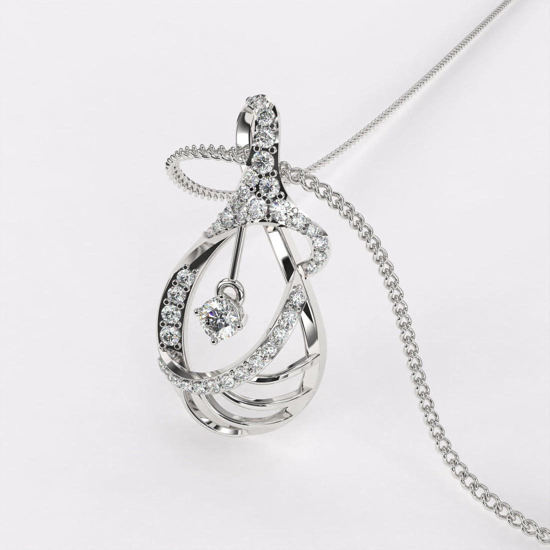 Stardrop Diamond Pendannt In 925 Silver