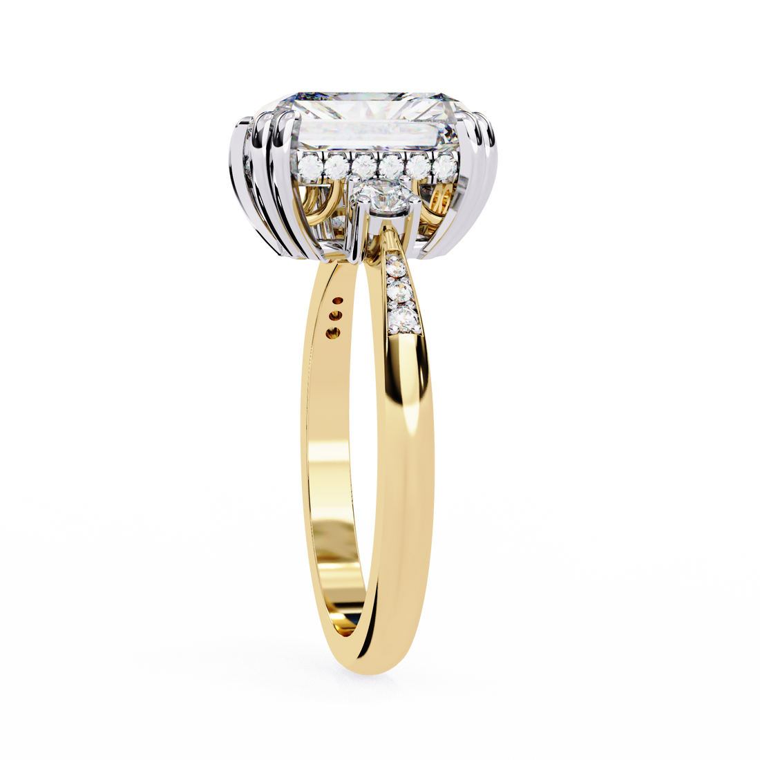 Statement Radiant Diamond Ring with Round Side Diamonds