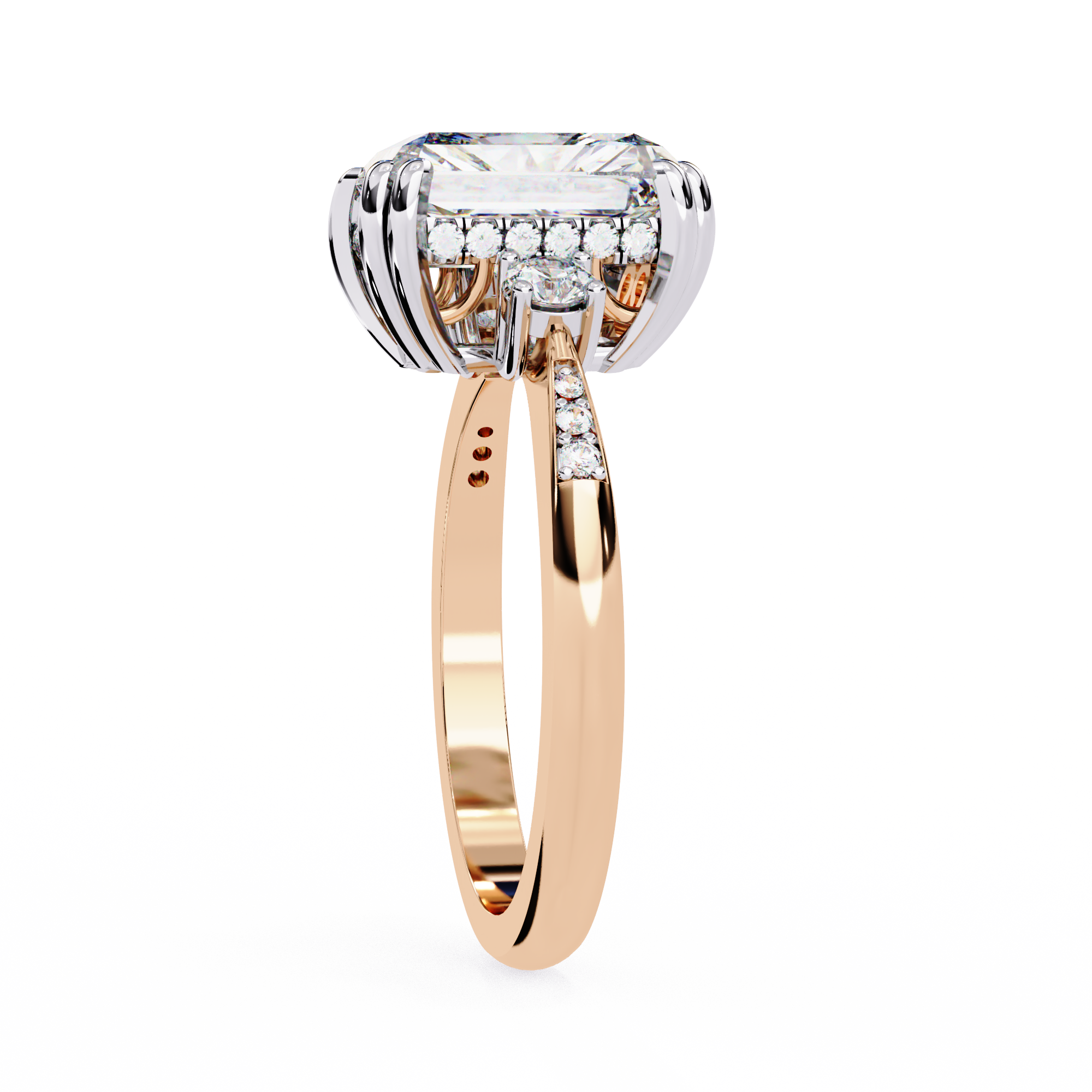 Statement Radiant Diamond Ring with Round Side Diamonds