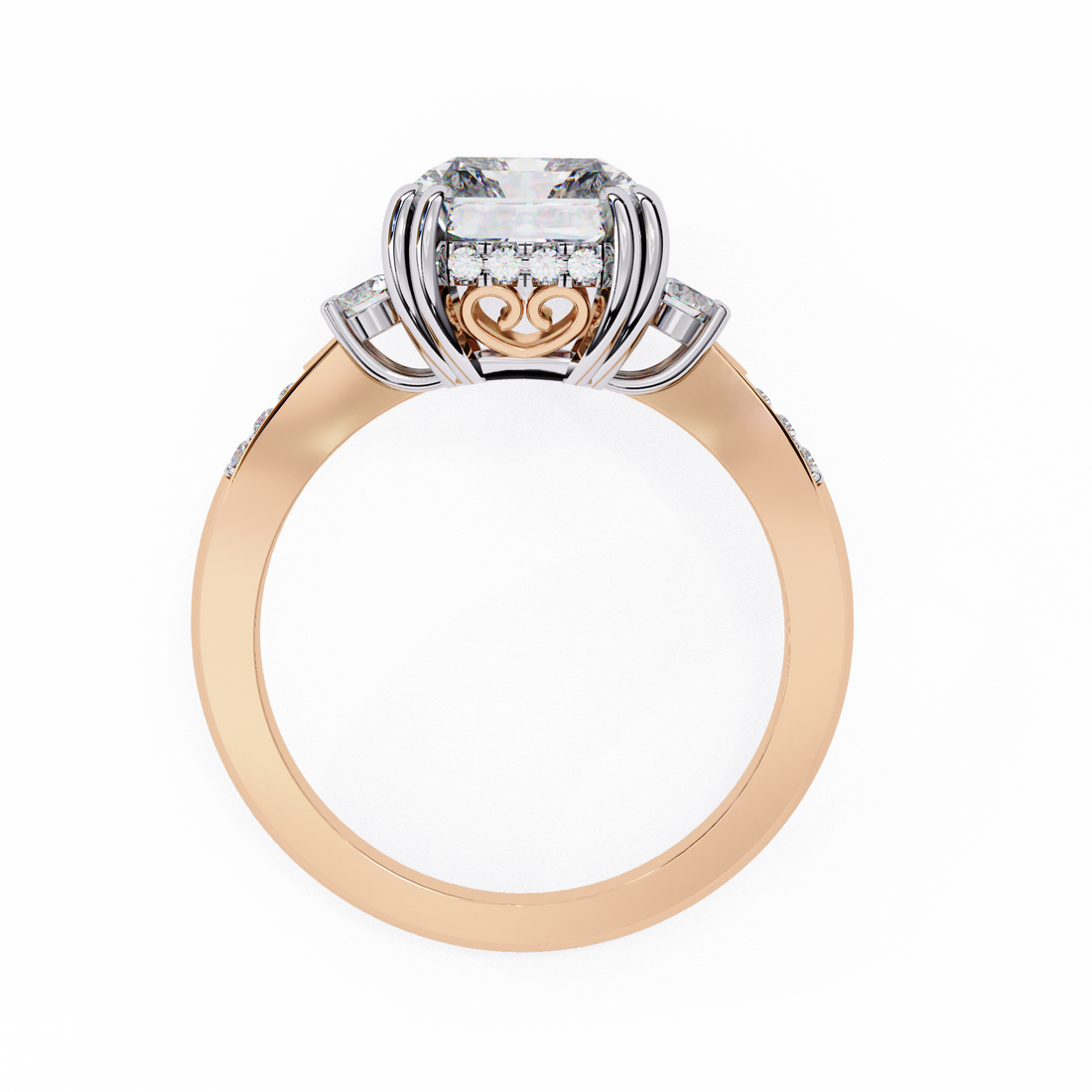 Statement Radiant Diamond Ring with Round Side Diamonds