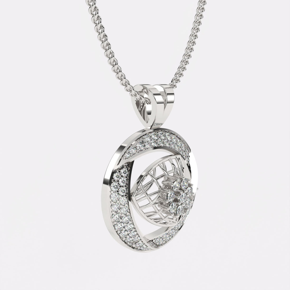 Stellar Glow Diamond Pendant In 925 Silver