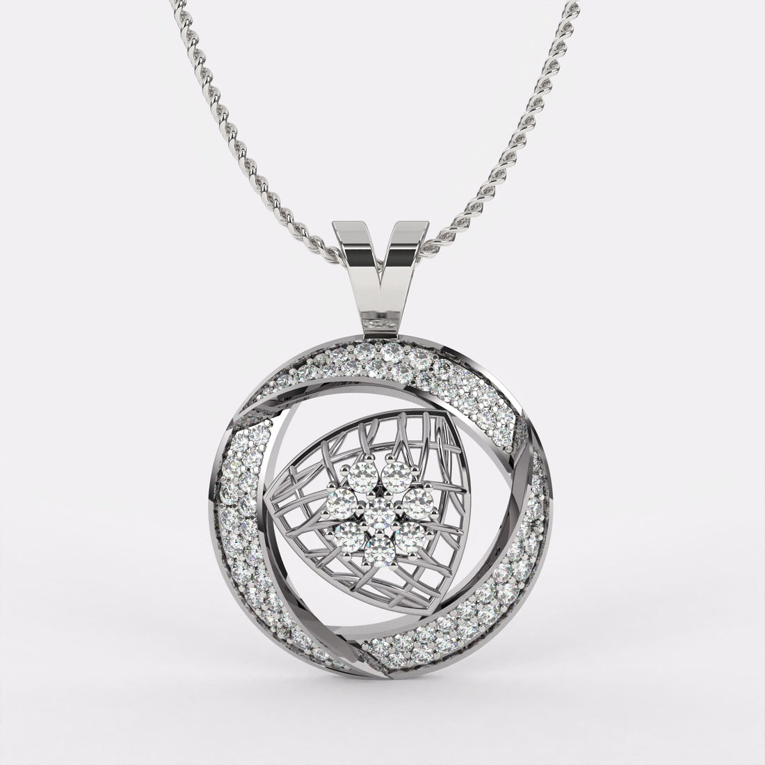 Stellar Glow Diamond Pendant In 925 Silver
