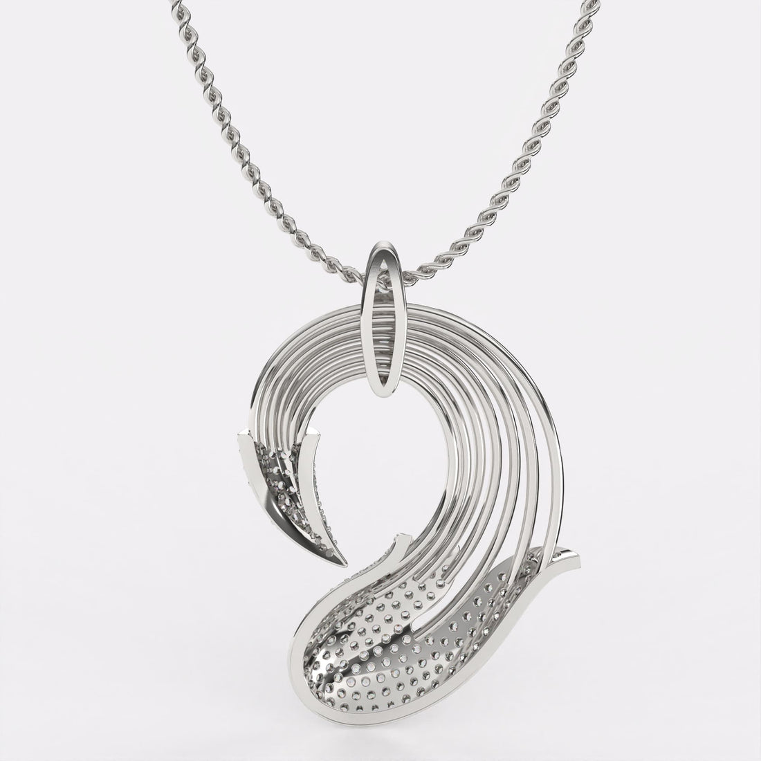 Stripes  Diamond pendant In 925 Silver