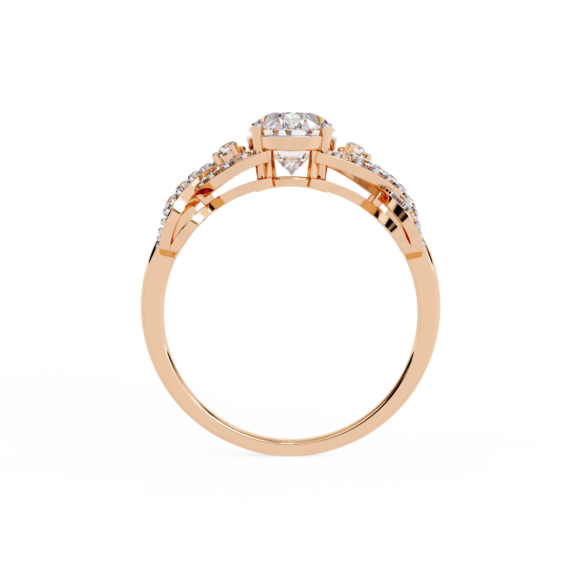 Swirling Lines Oval Diamond Ring 8