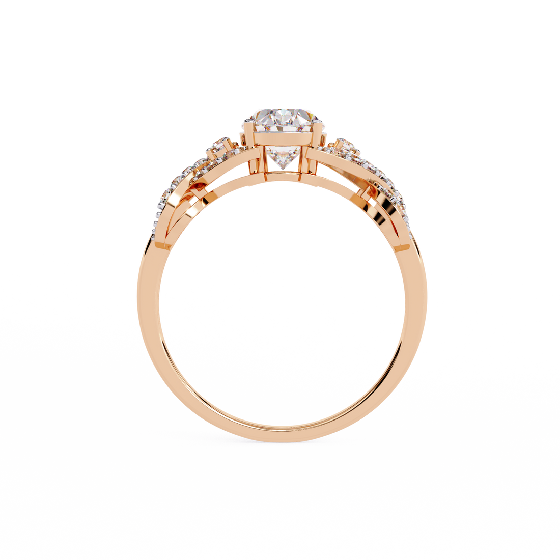 Swirling Lines Oval Diamond Ring 8