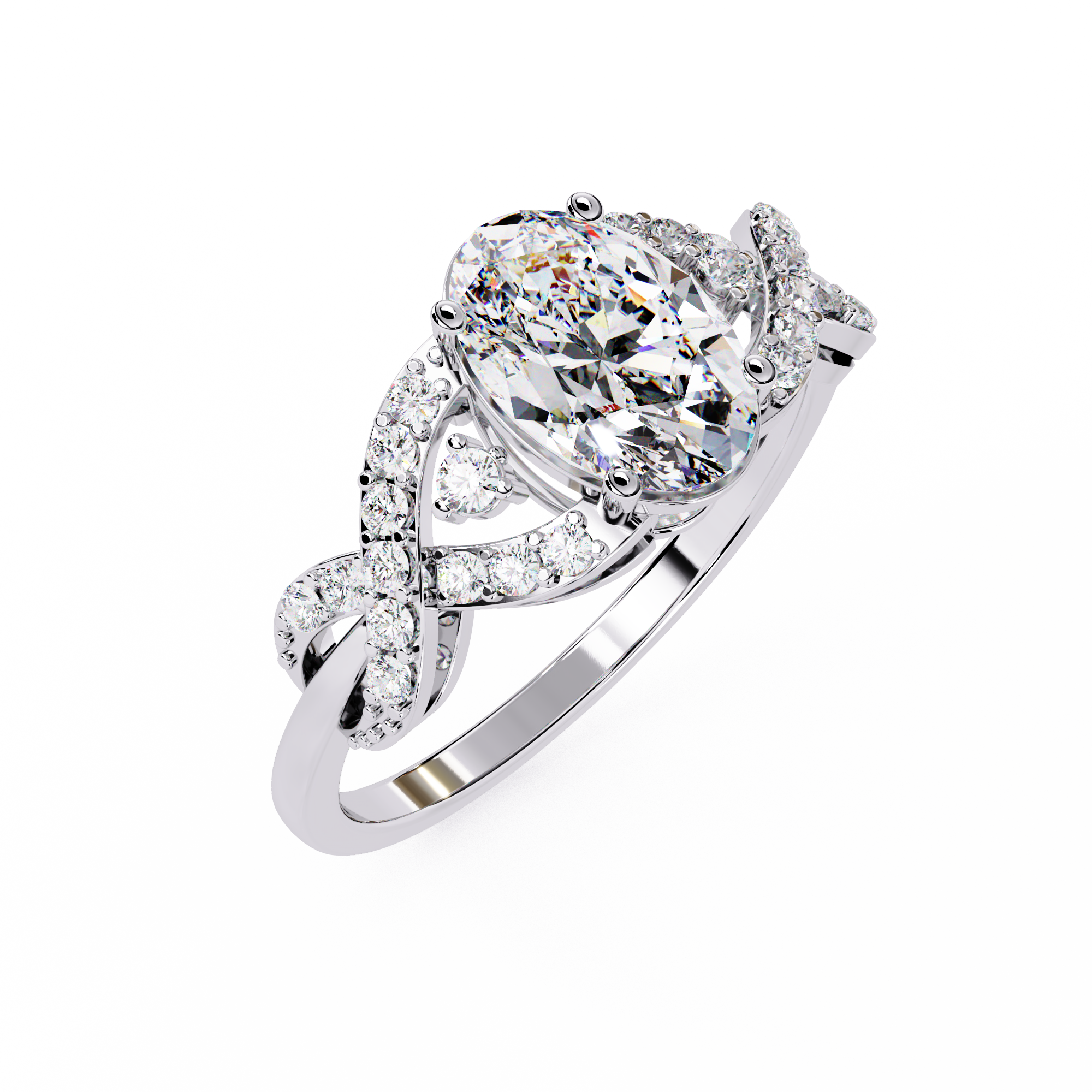 Swirling Lines Oval Diamond Ring 9