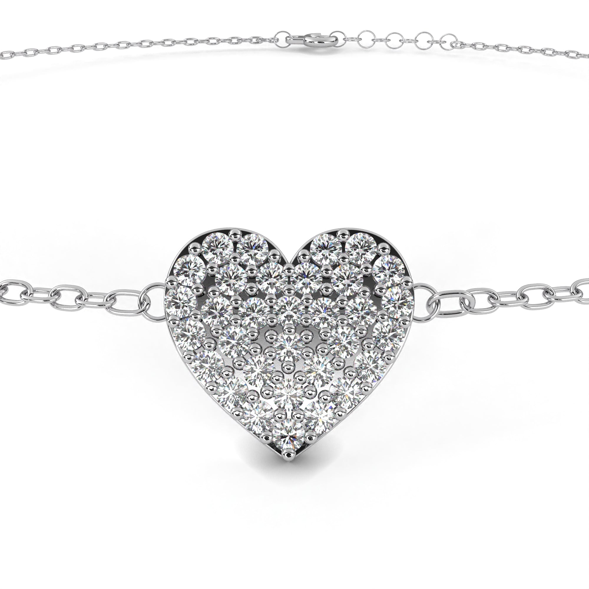 Cluster Heart Diamond Bracelet