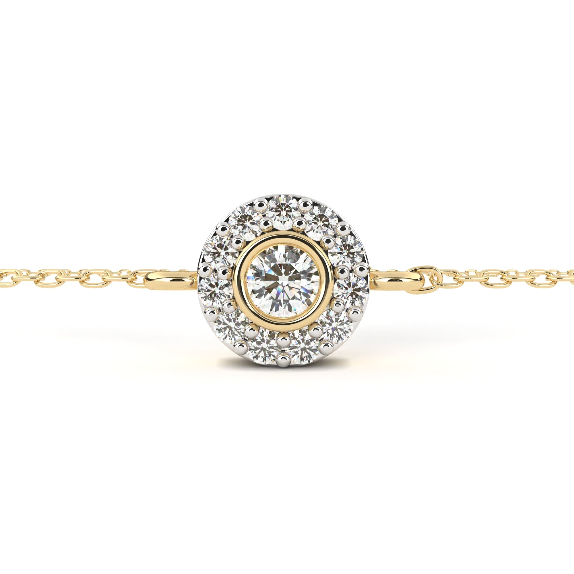 Round Halo Bezel Diamond Bracelet