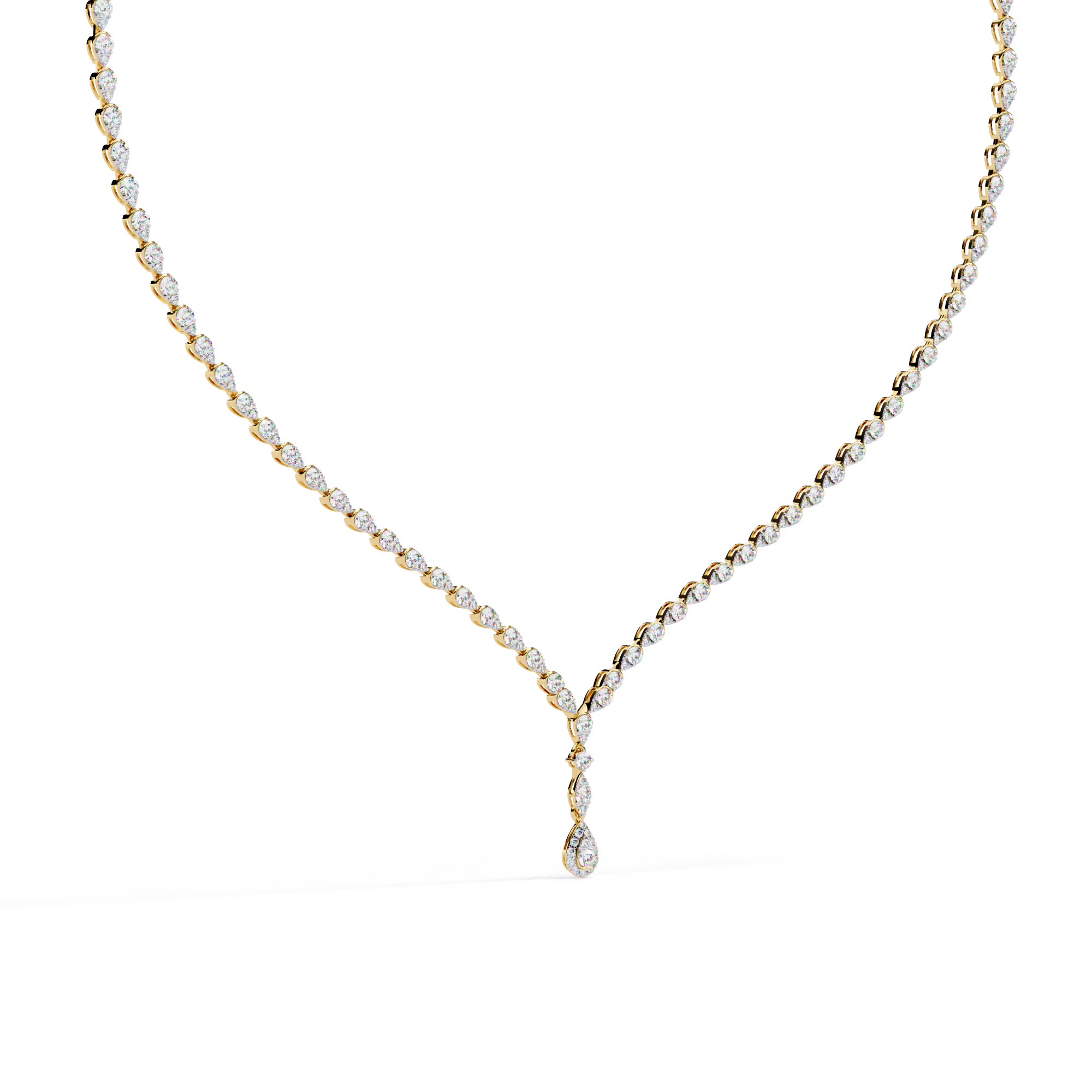 Teardrop Pendant Lab Diamond Necklace – Tennis Style Chain